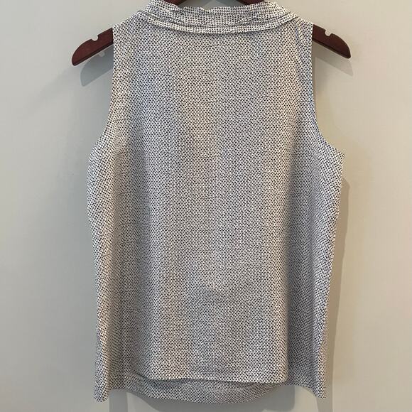 J.Crew Factory Silk Blouse Sleeveless Ruffle V Neck Office Date Black White 8 - Picture 7 of 11